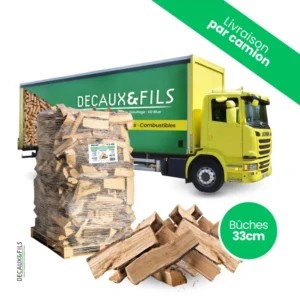 Bois de chauffage sur palette DECAUX, bûches en 33 cm (2 stères)