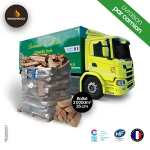 Bois de chauffage sur palette WOODSTOCK, bûches en 25cm (1.56 m³-2.60 stères)