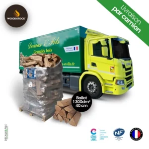 Bois de chauffage sur palette WOODSTOCK, bûches en 40cm (0.92 m³-1.25 stère)