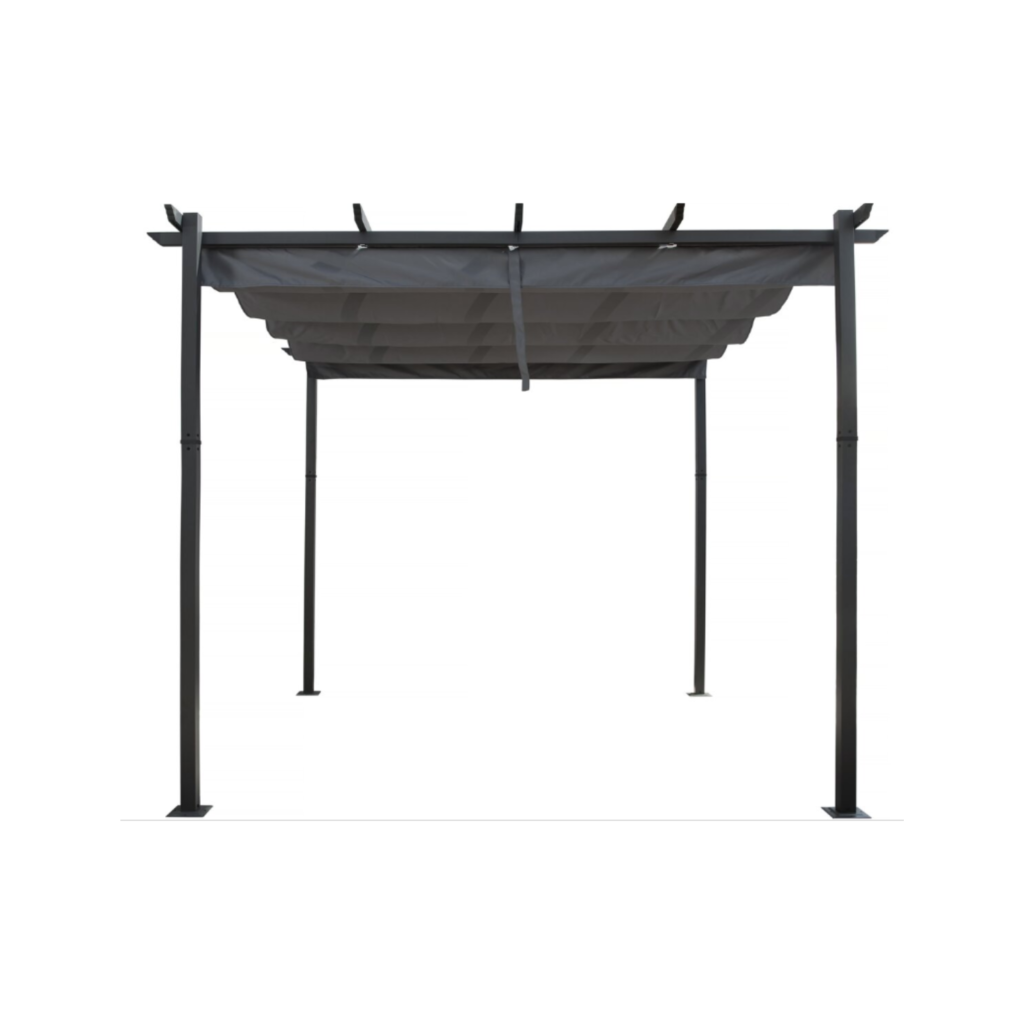 Pergola en aluminium avec toit rétractable - 3 x 3 m - Gris