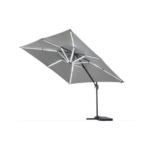 Parasol jardin déporté LED Alu "Sun 4 Luxe" - Rectangle - 3 x 4 m - Gris - Dalles à lester incluses