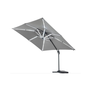 Parasol jardin déporté LED Alu "Sun 4 Luxe" - Rectangle - 3 x 4 m - Gris - Dalles à lester incluses
