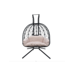 Fauteuil de jardin suspendu pliable en acier coloris noir - 2 places