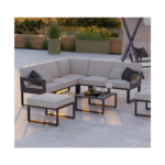 Salon de jardin gris Odyssea NATERIAL, 7 personnes