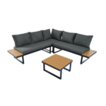 Salon de jardin modulable en fer galvanisé : 1 canapé 2 places + 1 canapé relevable 2 places + 1 table basse - Gris