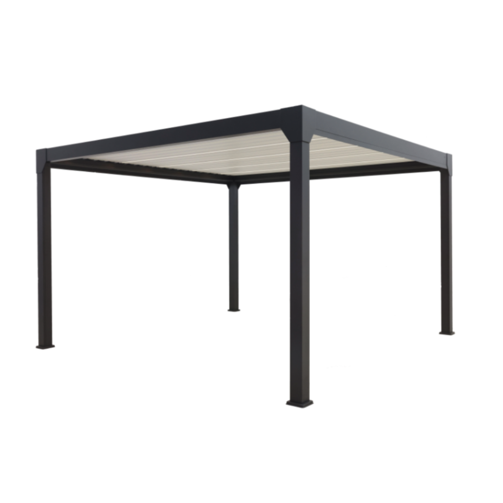 Pergola bioclimatique motorisée autoportante noir 4X4 + led Menea GREEN OUTSIDE