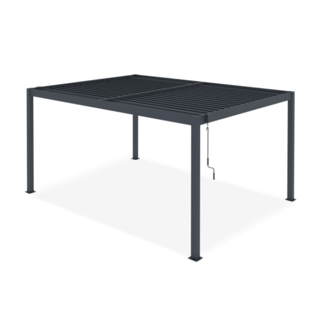 Pergola bioclimatique autoportée PIANA 4x3m aluminium gris - lames orientables - pergola autoportée 3x4 m