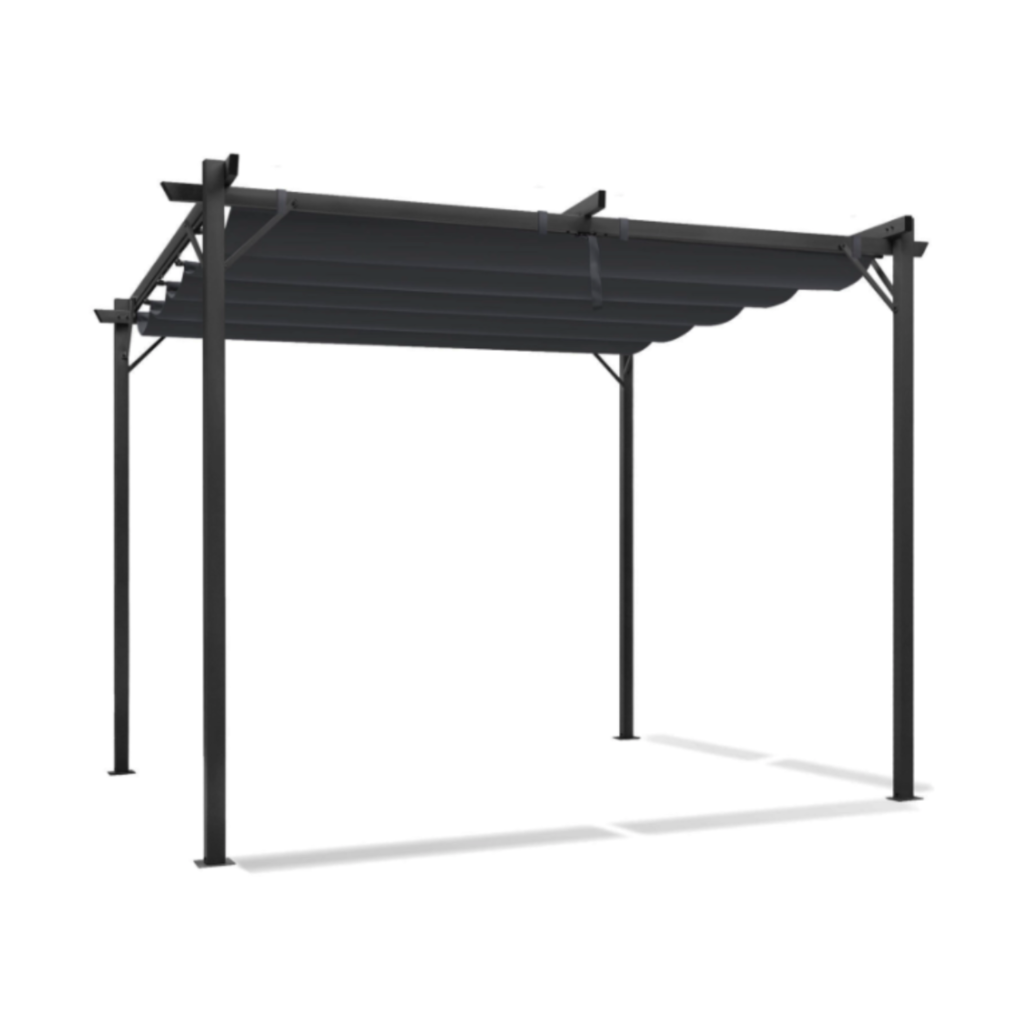 Pergola édition spéciale toit rétractable 3x3 M et 4 stores gris anthracite