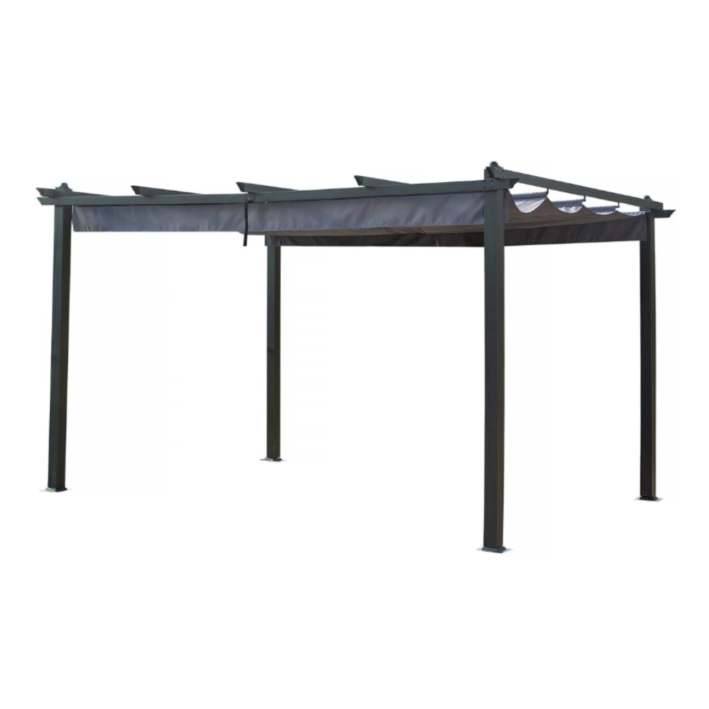 Pergola en aluminium avec toit rétractable - 3 x 4 m - Gris anthracite