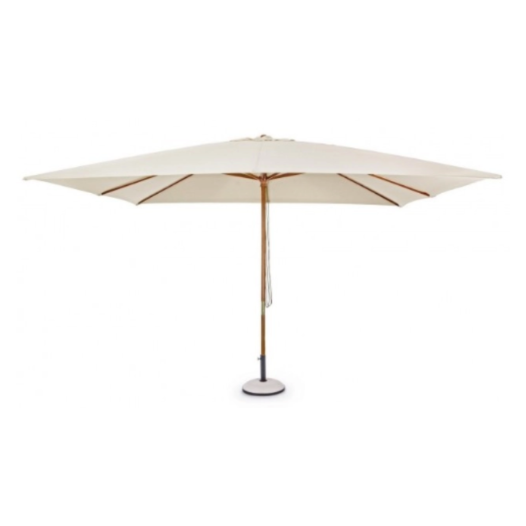 Parasol 400x300 cm en toile polyester crème et mât en bois - ATTOL
