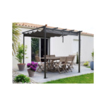 Pergola en aluminium avec toit rétractable - 3 x 3 m - Gris