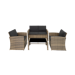 Tectake Salon bas de jardin LUCQUES 4 places - marron naturel/gris foncé