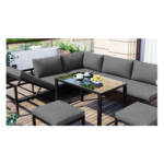 Salon de jardin modulable en Aluminium 7 places - un siège inclinable réglable - 2 canapés、2 tabourets et 1 table - Gris