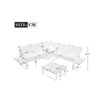 Salon de jardin modulable en fer galvanisé : 1 canapé 2 places + 1 canapé relevable 2 places + 1 table basse - Gris