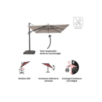 Parasol déporté NATERIAL Sonora II taupe rectangulaire, L.391 x l.282 cm