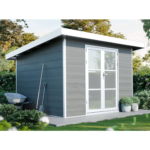 Abri de jardin composite SINTRA – 9 m2 gris clair – Neuf