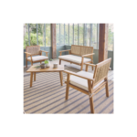 Salon de jardin bois et cannage vertical BOHEMIA 4 places