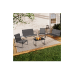 Salon de jardin bas MALAGA 6 places avec canapés, fauteuils et table gris anthracite