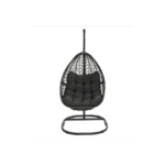 Fauteuil lune suspendu ajouré effet rotin avec coussin gris
