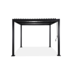Pergola bioclimatique noire. aluminium et acier. 3x3m. lames orientables
