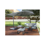 Parasol déporté NATERIAL Sonora gris rectangulaire, L.391 x l.282 cm