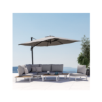 Parasol déporté NATERIAL Aura taupe carré, L.286 x l.286 cm