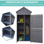 Abri de Jardin en Pin Massif Gris – 1,19 m² – Armoire de Rangement Robuste