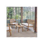 Salon de jardin bois et cannage vertical BOHEMIA 4 places