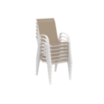 Salon de jardin MADRID table 150 CM et 6 chaises empilables blanc et beige