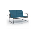 Salon de jardin bas MALAGA 6 places avec canapé, fauteuils et table bleu canard