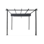 Pergola en aluminium avec toit rétractable - 3 x 3 m - Gris