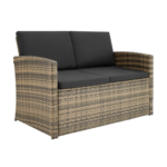 Tectake Salon bas de jardin LUCQUES 4 places - marron naturel/gris foncé