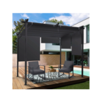 Pergola édition spéciale toit rétractable 3x3 M et 4 stores gris anthracite