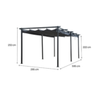 Pergola en métal avec toit rétractable - 3 x 6 m - Anthracite
