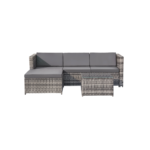 Salon de jardin en résine tressée - Canapé d'angle extérieur avec table basse - 4 places - Gris