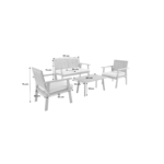 Salon de jardin bois et cannage vertical BOHEMIA 4 places