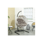 Fauteuil Suspendu Ovale Pliable pour Extérieur, Hamac avec Porte-Gobelet, beige