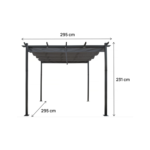 Pergola en aluminium avec toit rétractable - 3 x 3 m - Gris