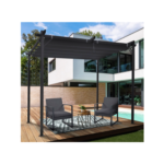 Pergola édition spéciale toit rétractable 3x3 M et 4 stores gris anthracite