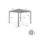 Pergola bioclimatique noire. aluminium et acier. 3x3m. lames orientables