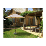 Parasol 400x300 cm en toile polyester crème et mât en bois - ATTOL