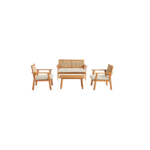 Salon de jardin bois et cannage vertical BOHEMIA 4 places