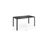 Salon de jardin MADRID table 150 CM et 6 chaises empilables gris anthracite