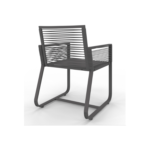 Salon de jardin ODESSA table 150 cm et 6 fauteuils cordage gris anthracite