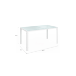 Salon de jardin MADRID table 150 CM et 6 chaises empilables blanc et beige