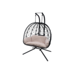 Fauteuil de jardin suspendu pliable en acier coloris noir - 2 places