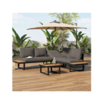 Salon de jardin modulable en fer galvanisé : 1 canapé 2 places + 1 canapé relevable 2 places + 1 table basse - Gris