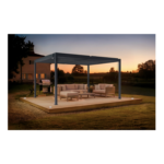 Pergola bioclimatique autoportée PIANA 4x3m aluminium gris - lames orientables - pergola autoportée 3x4 m