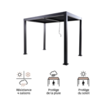 Pergola bioclimatique autoportante NATERIAL Clima aluminium gris, 5.08 m²