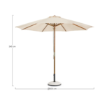 Parasol 400x300 cm en toile polyester crème et mât en bois - ATTOL
